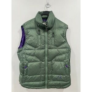 Jet Lag Mens Puffer Vest Green Purple Quilted Down Insulated Winter Size XL Y2K